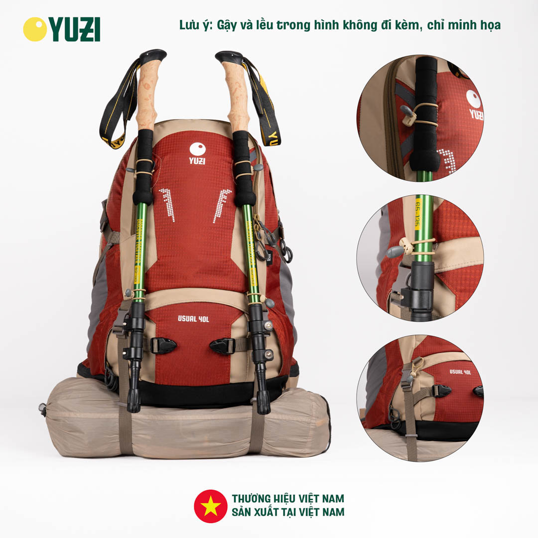 Balo leo núi 40 Lít trợ lực kháng nước YUZI- Usual 40L