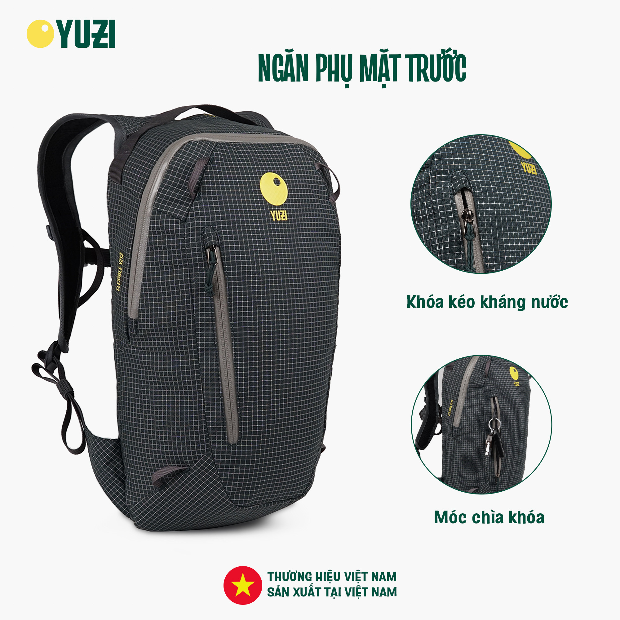 Balo leo núi trekking Việt Nam dung tích 12 lít Yuzi Flexible YZ12